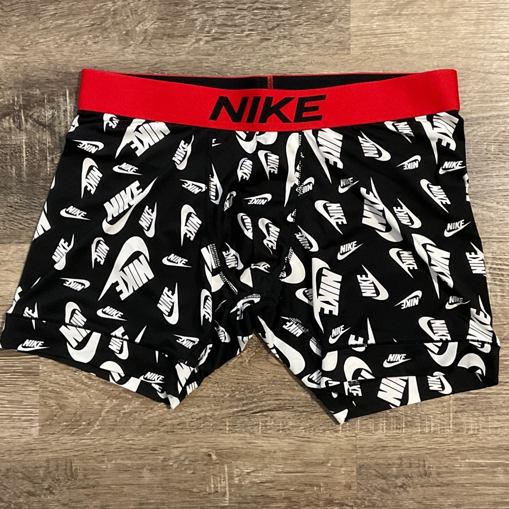 Nike Red Waistband Black and White Boxer Briefs